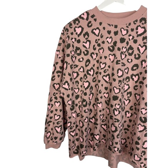 Mighty Fine Leopard Print Sweatshirt Pink Animal Print Pullover Women’s XS - Picture 6 of 9